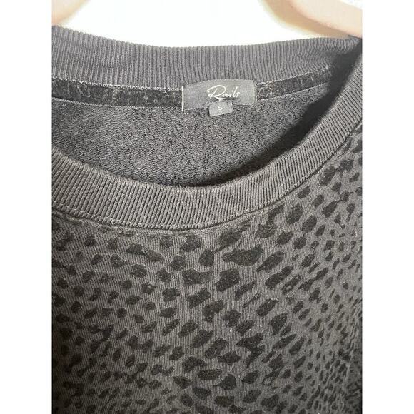 Rails Top Women's Medium Black Crew Neck Marlo Flocked Cobra ide Zip Sweatshirt - Picture 2 of 5